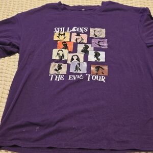 Purple Graphic Tee with Color Block Silhouettes